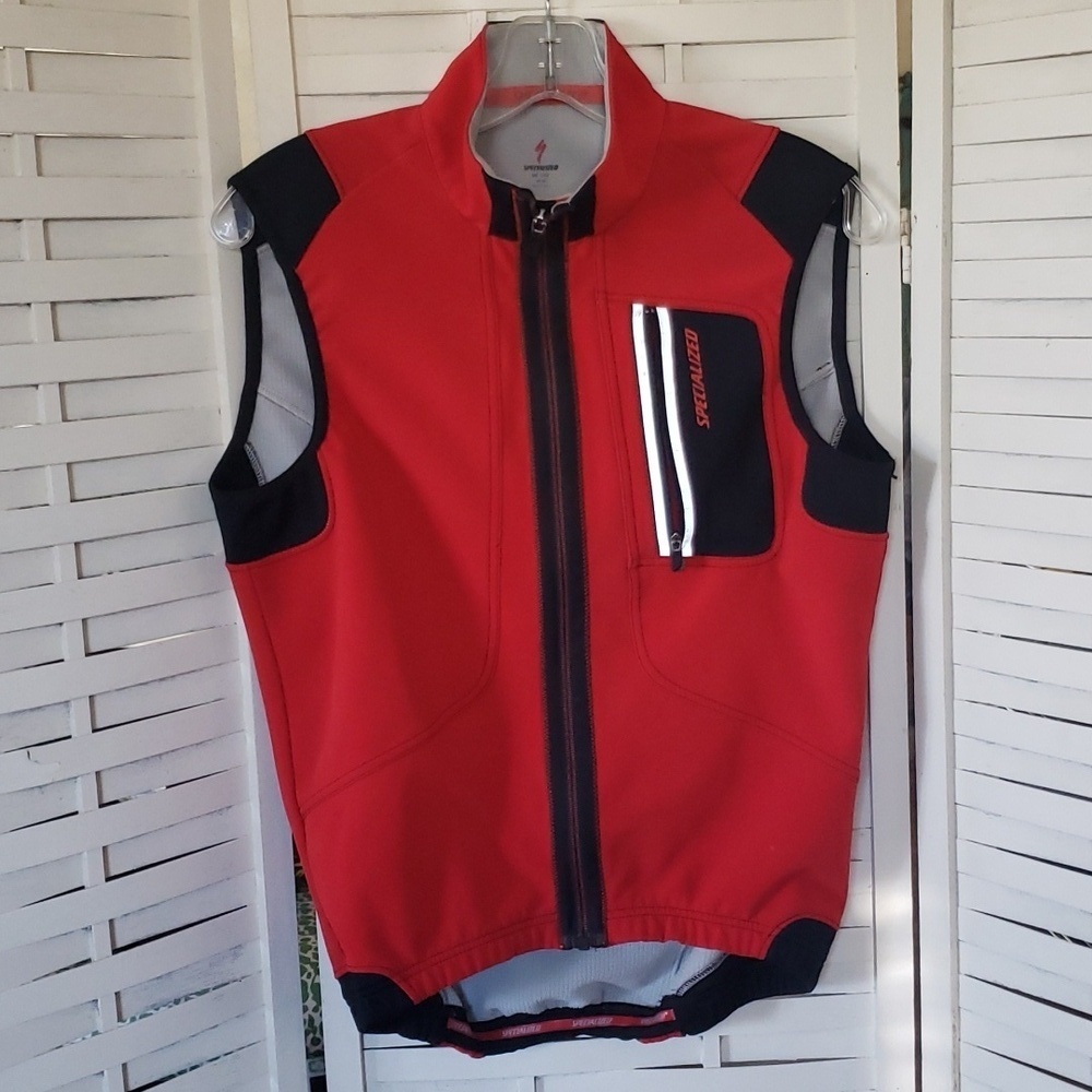 Specialized mens red full zip cycling vest size Small